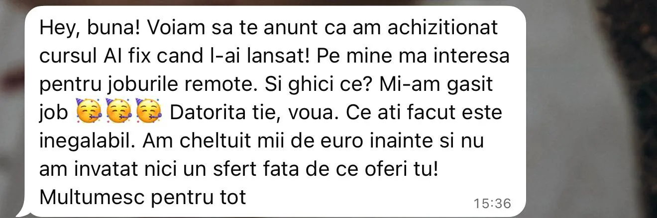 Mesaj WhatsApp de la un participant